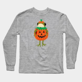 Frog in a Halloween pumpkin costume Long Sleeve T-Shirt